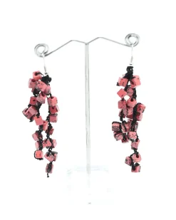 Iris Pashmina Tassel Earrings, Pink/Black