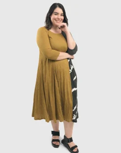 Jill Crinkle Swing Dress, Yellow