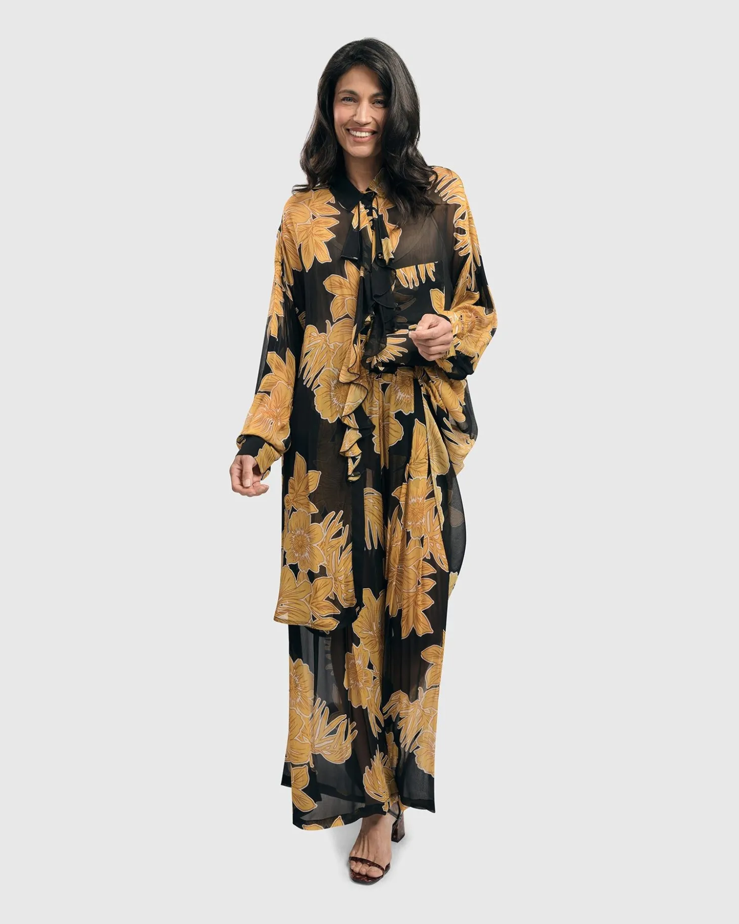 Kauai Chiffon Palazzo Pants, Gold