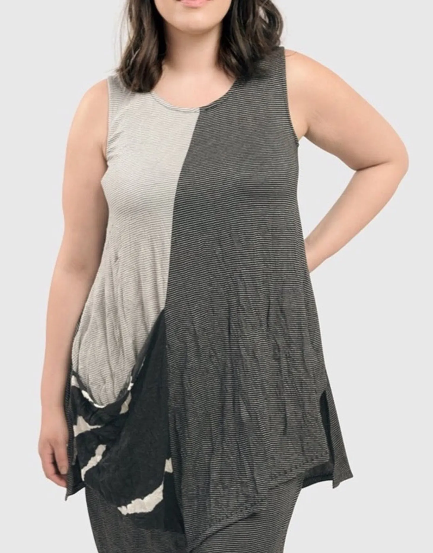 Kia Crinkle Tunic Top, Stripe