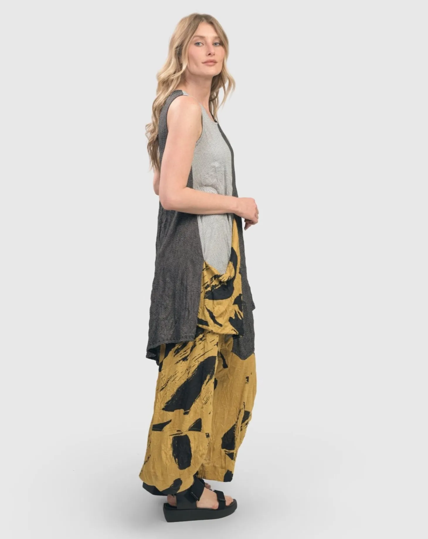 Kia Crinkle Tunic Top, Yellow
