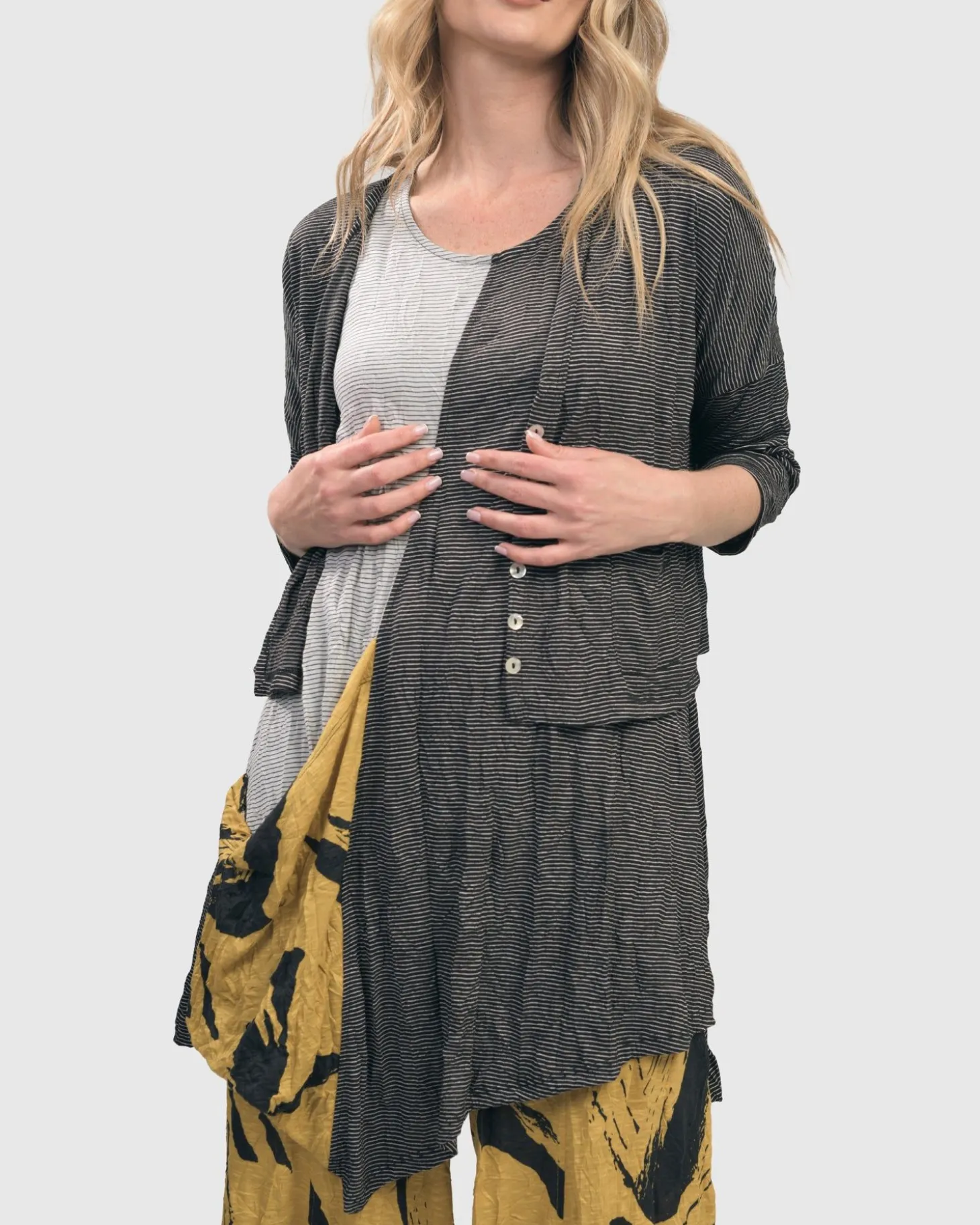 Kia Crinkle Tunic Top, Yellow