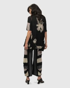 Laila Crinkle Trapeze Top, Stripe/Roses
