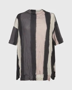 Laila Crinkle Trapeze Top, Stripe/Roses