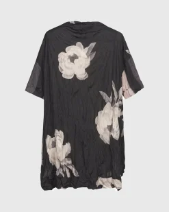 Laila Crinkle Trapeze Top, Stripe/Roses