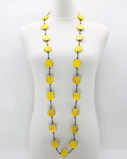 Large Coin Necklace, Yellow Graffiti