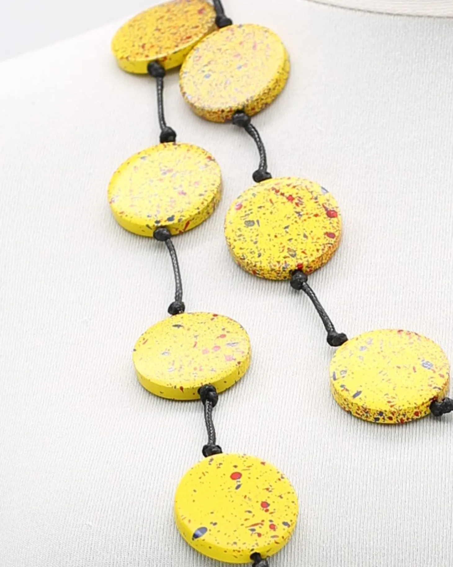 Large Coin Necklace, Yellow Graffiti