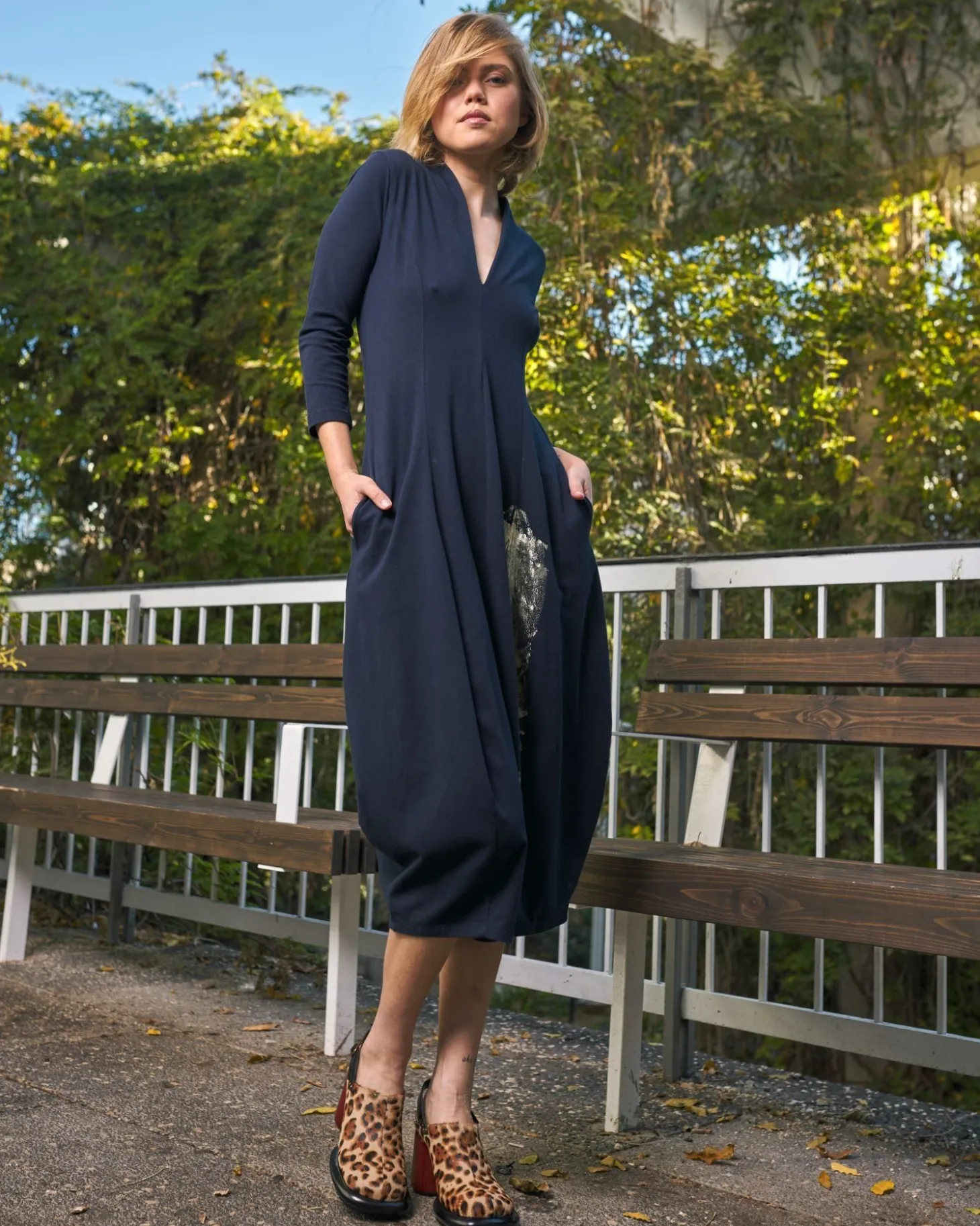 Laurel Cocoon Dress, Navy