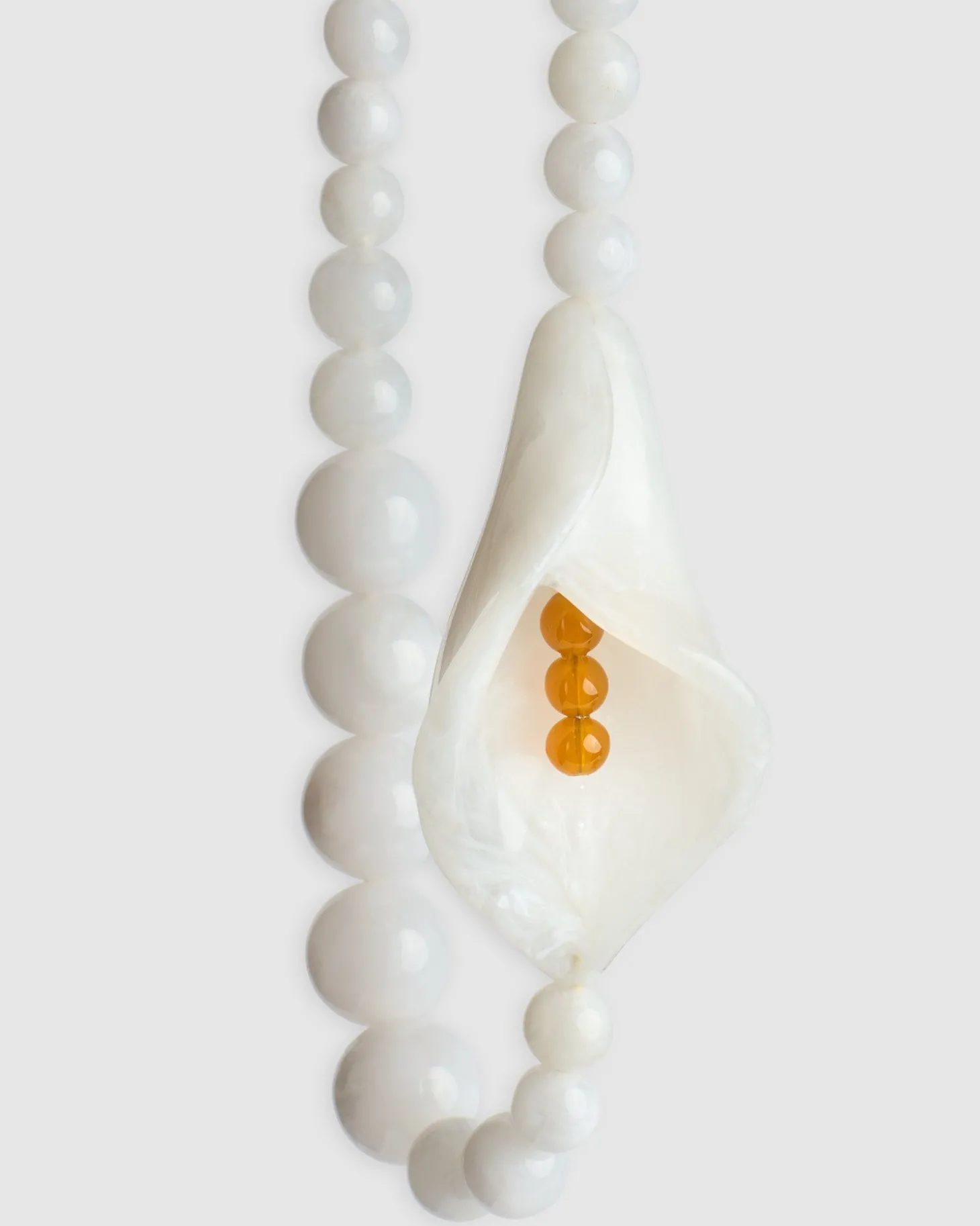 Lily Bead Necklace, White