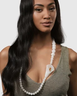 Lily Bead Necklace, White