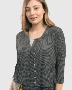 Linea Crinkle Crop Cardy, Black