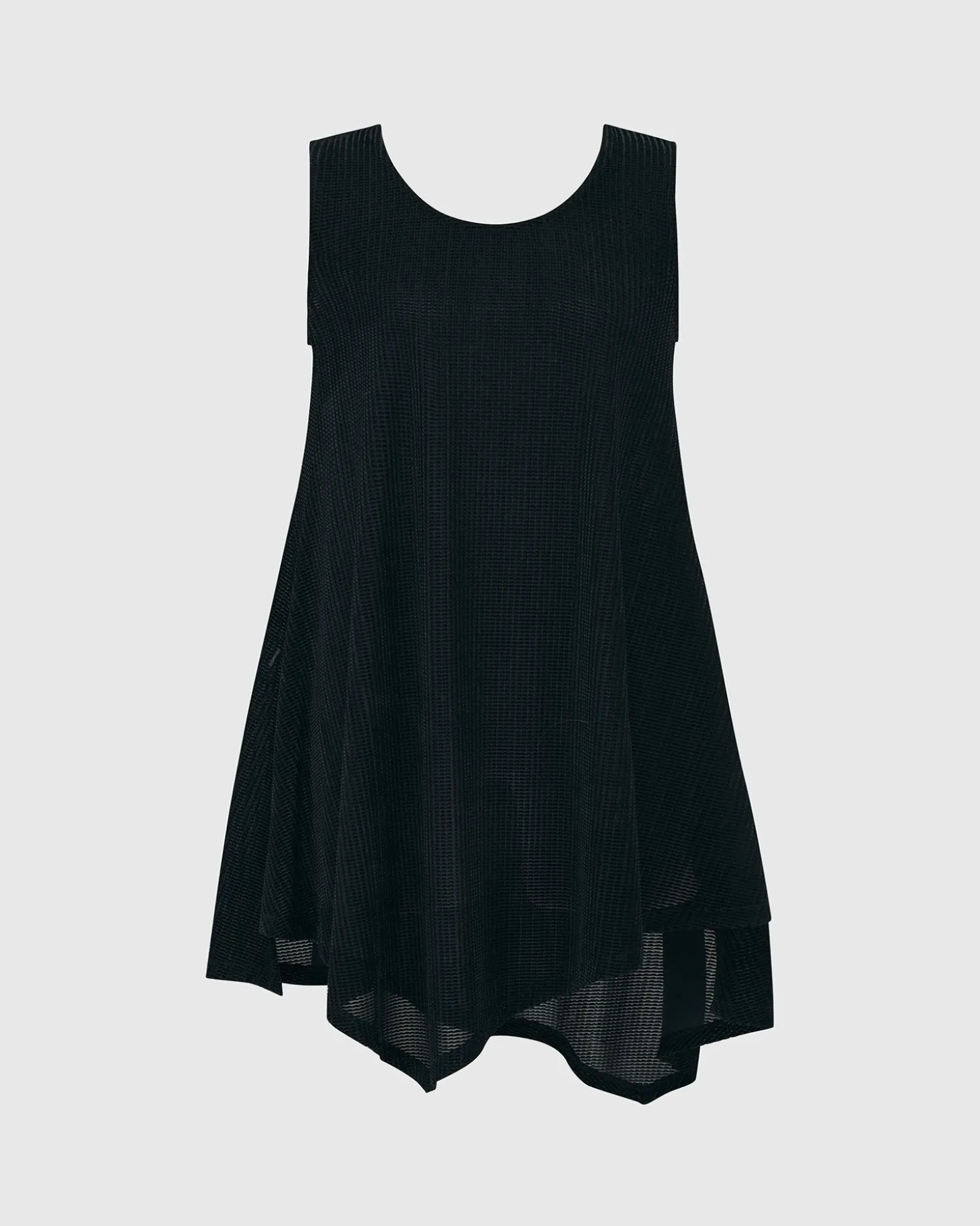 Liv Sleeveless Tunic Top, Black Grid