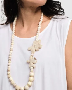 Lotus Bead Necklace, Oat