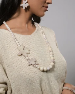 Lotus Bead Necklace, Oat