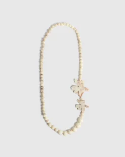 Lotus Bead Necklace, Oat