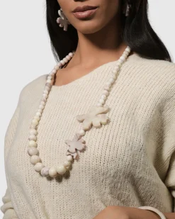 Lotus Bead Necklace, Oat