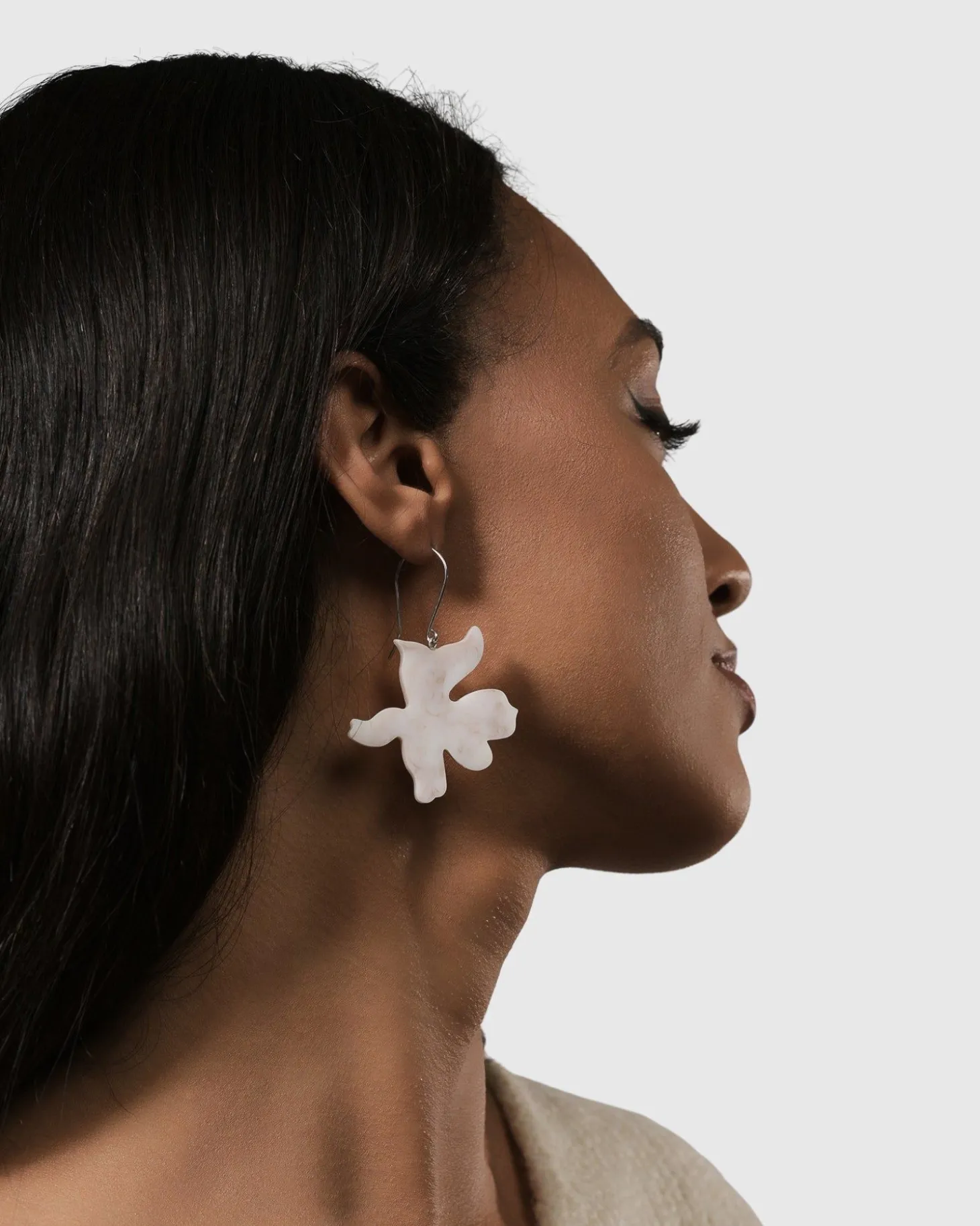 Lotus Dangle Earrings, Oat