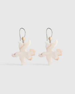 Lotus Hook & Bead Earrings, Oat