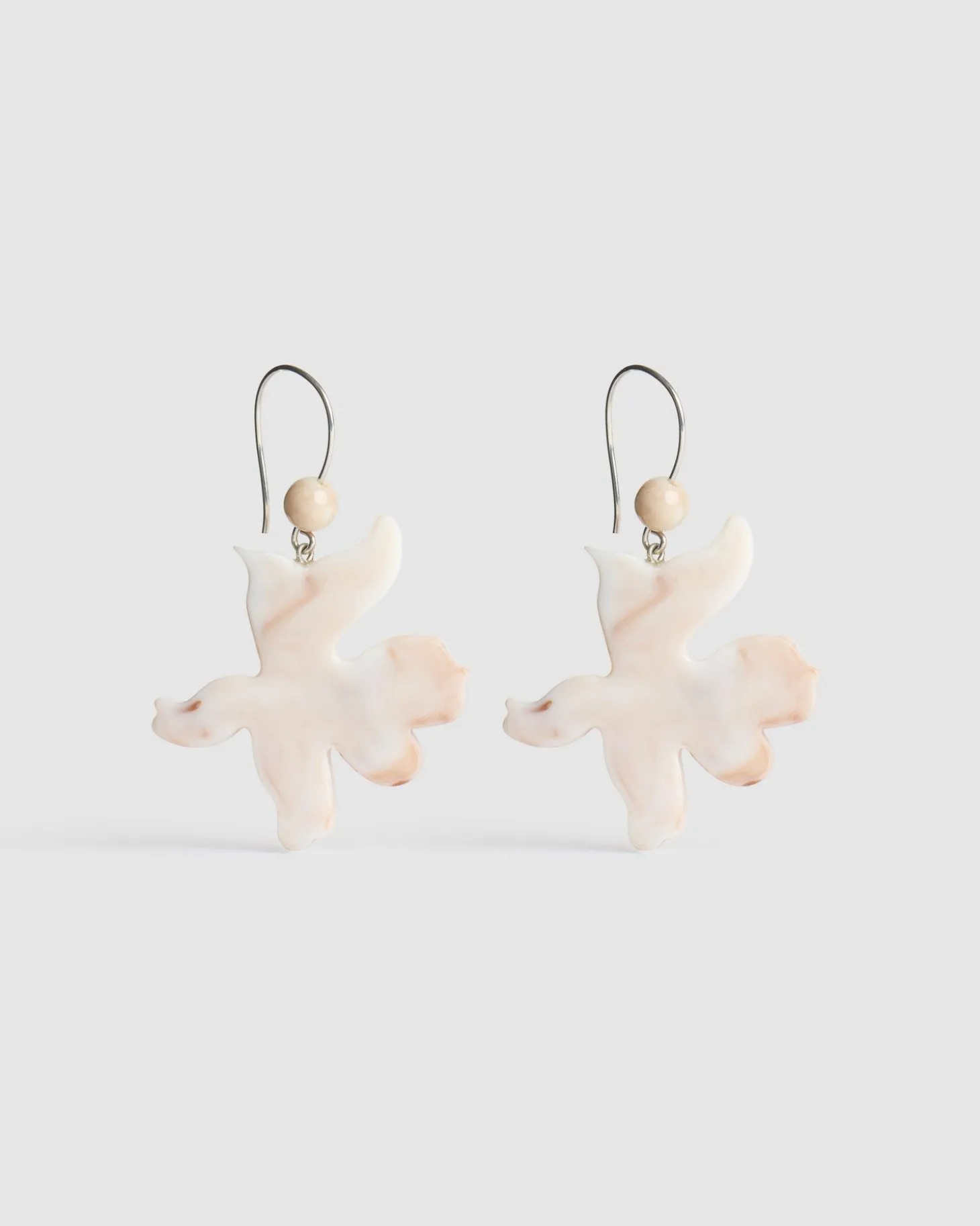 Lotus Hook & Bead Earrings, Oat