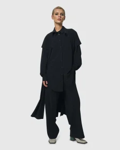Matrix Short Sleeve Duster, Black