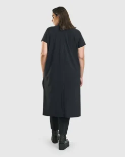 Matrix Short Sleeve Duster, Black