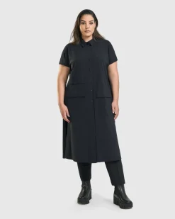 Matrix Short Sleeve Duster, Black