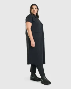 Matrix Short Sleeve Duster, Black