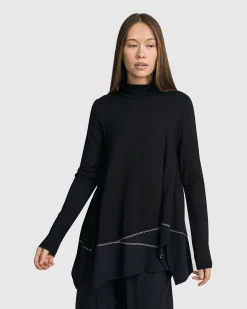 Mazzy Mockneck Top, Black