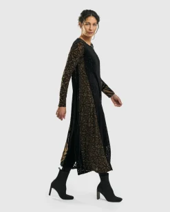 Medallion A-Line Dress, Gold