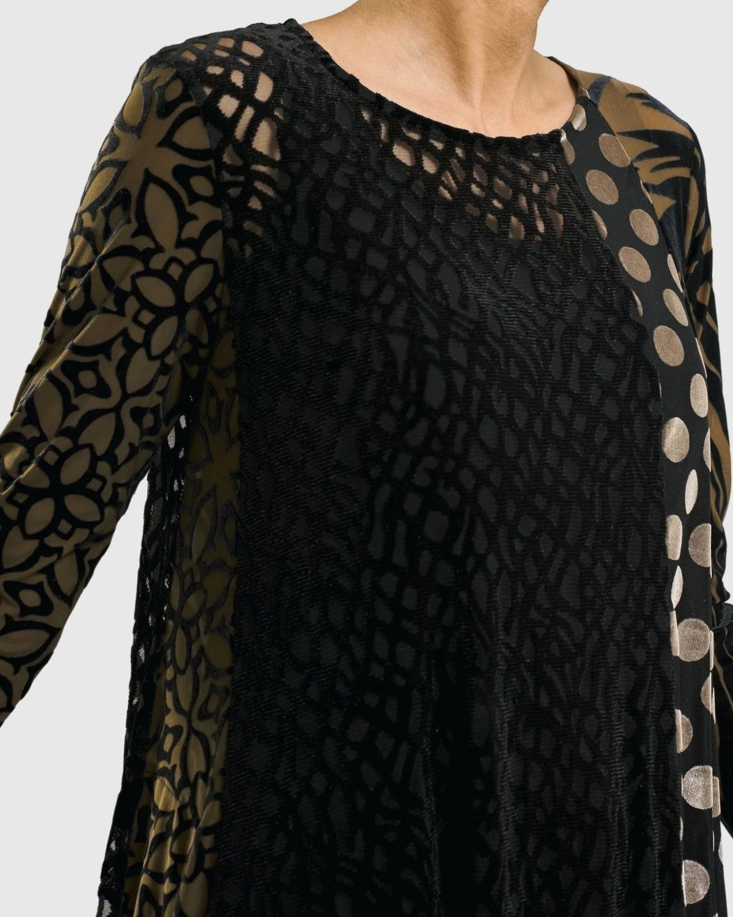 Medallion A-Line Dress, Gold