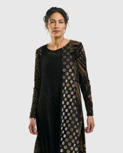 Medallion A-Line Dress, Gold