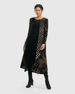 Medallion A-Line Dress, Gold