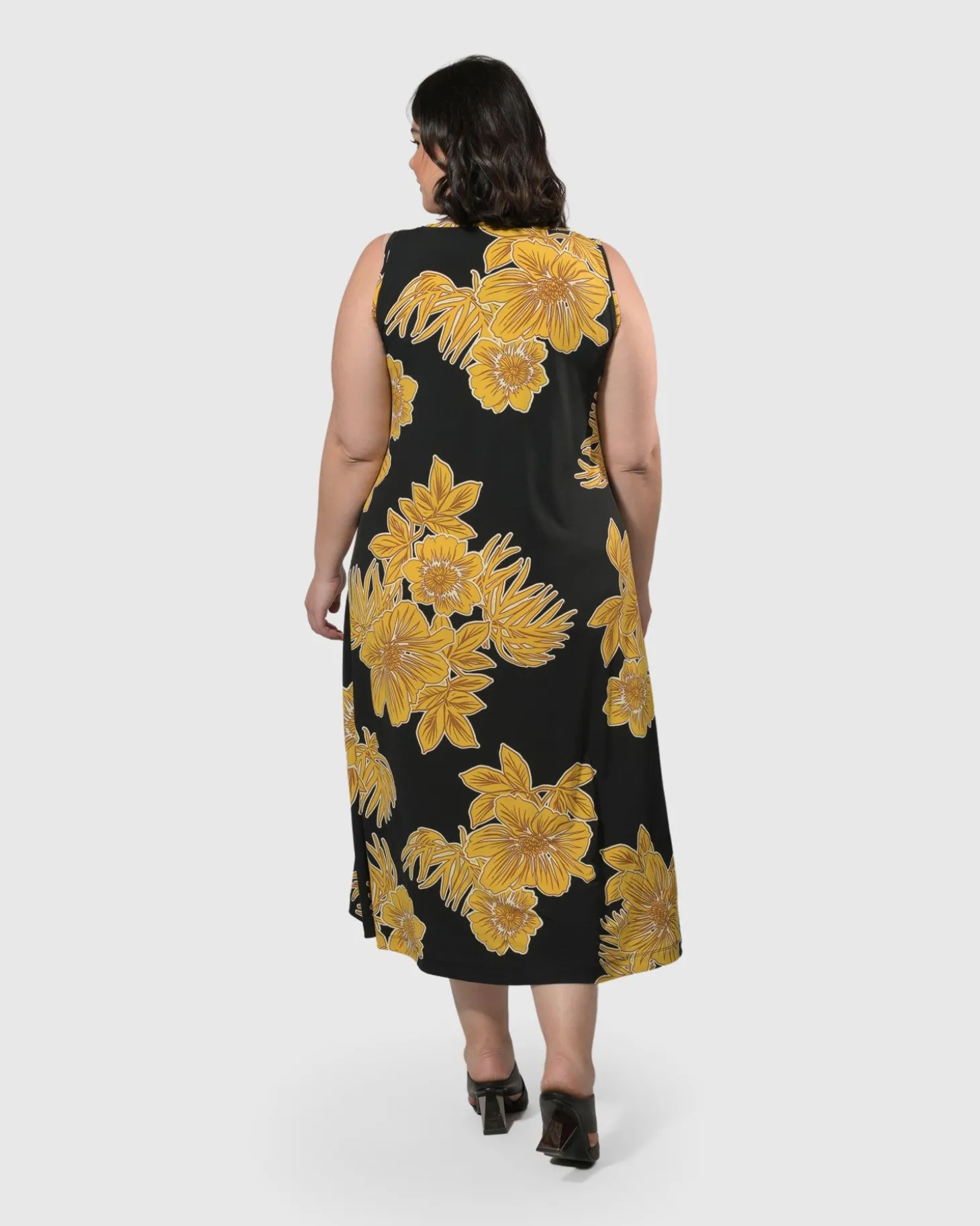 Molokai Sleeveless Swing Maxi Dress, Gold