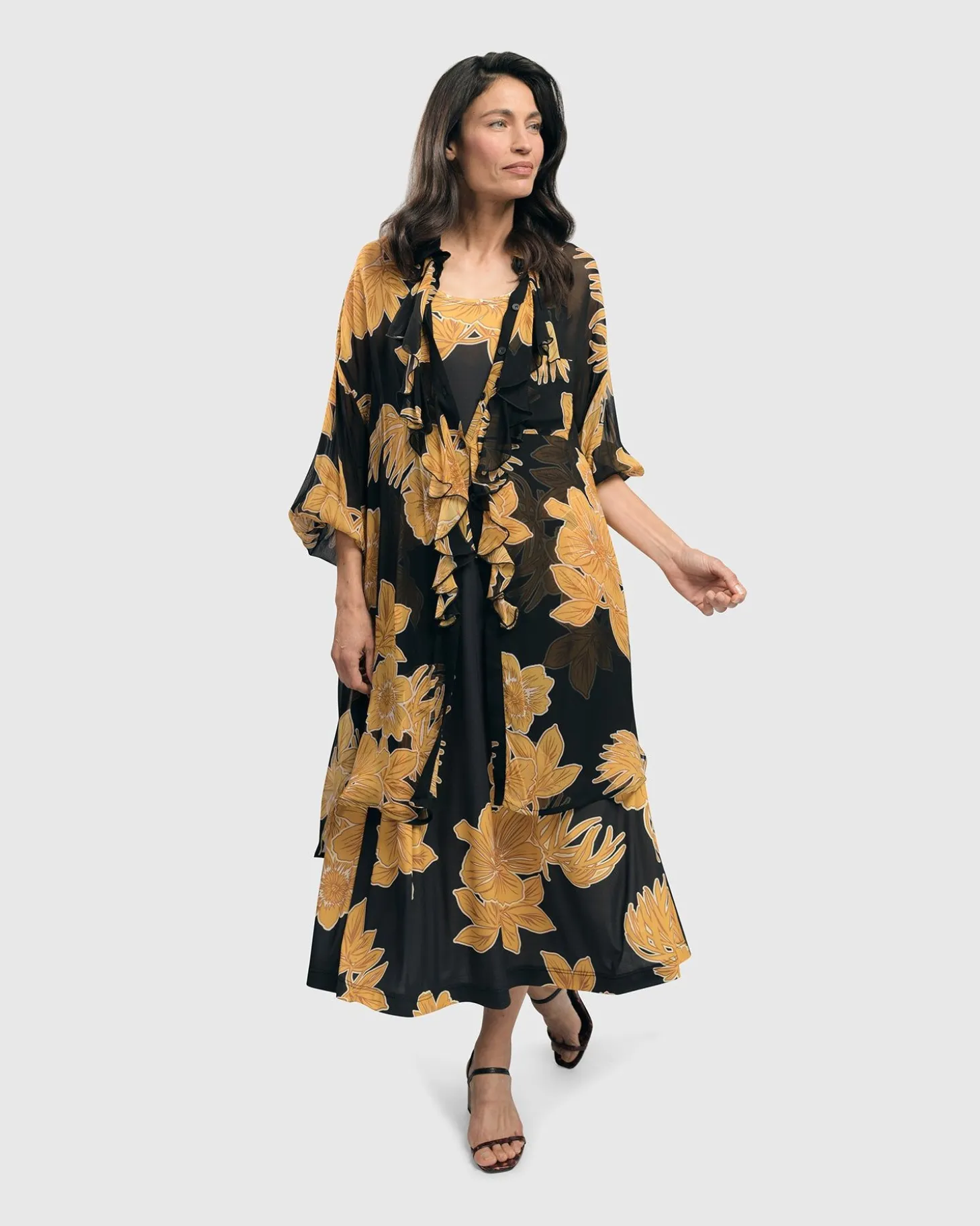 Molokai Sleeveless Swing Maxi Dress, Gold