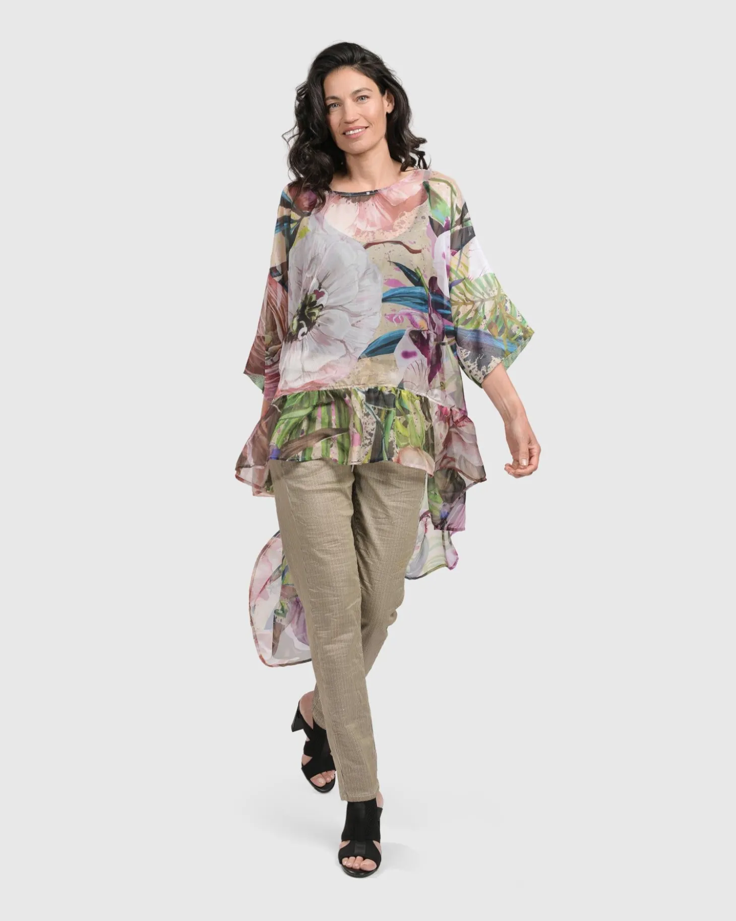 Moonflower Hi Lo Tunic Top, Bouquet