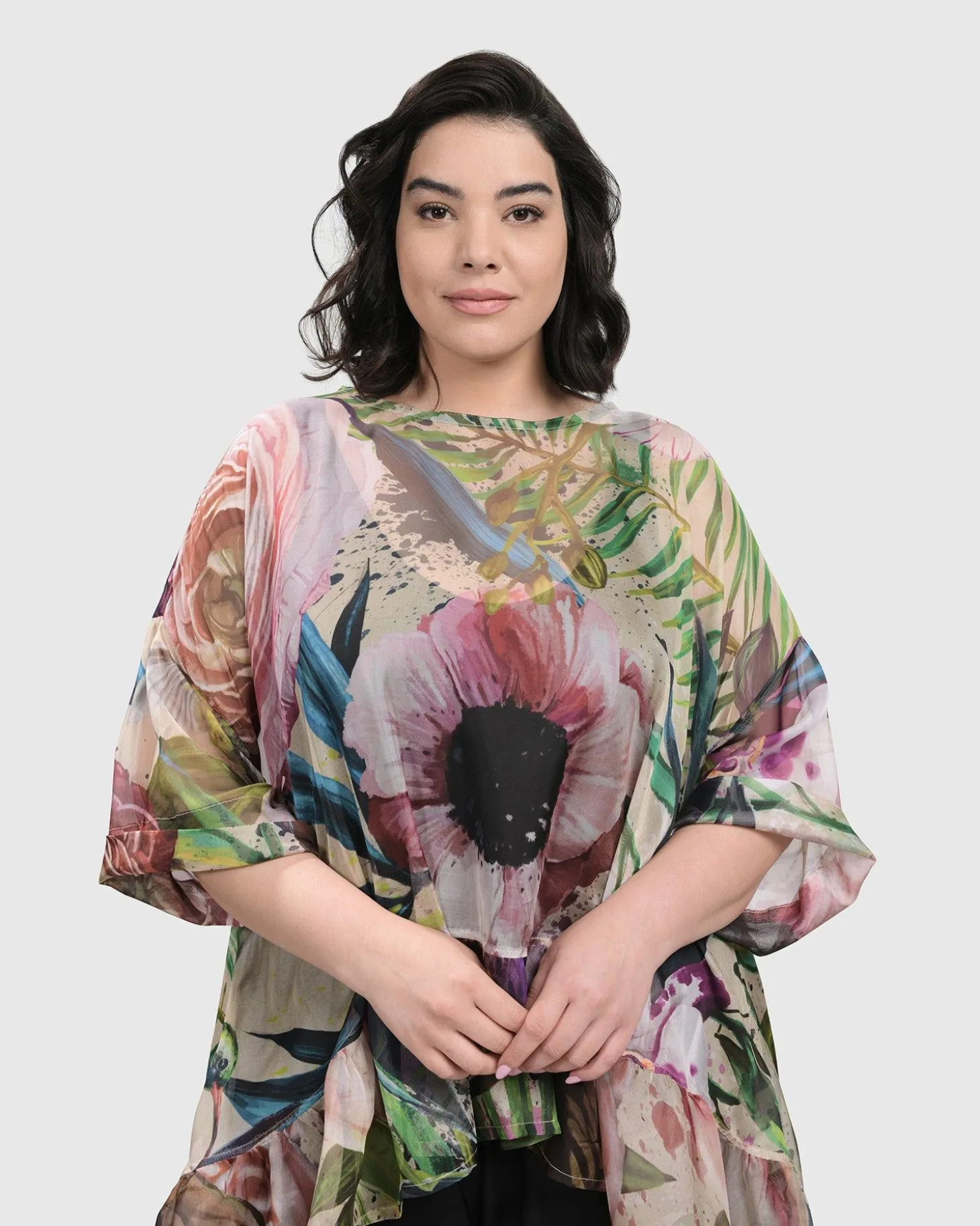 Moonflower Hi Lo Tunic Top, Bouquet