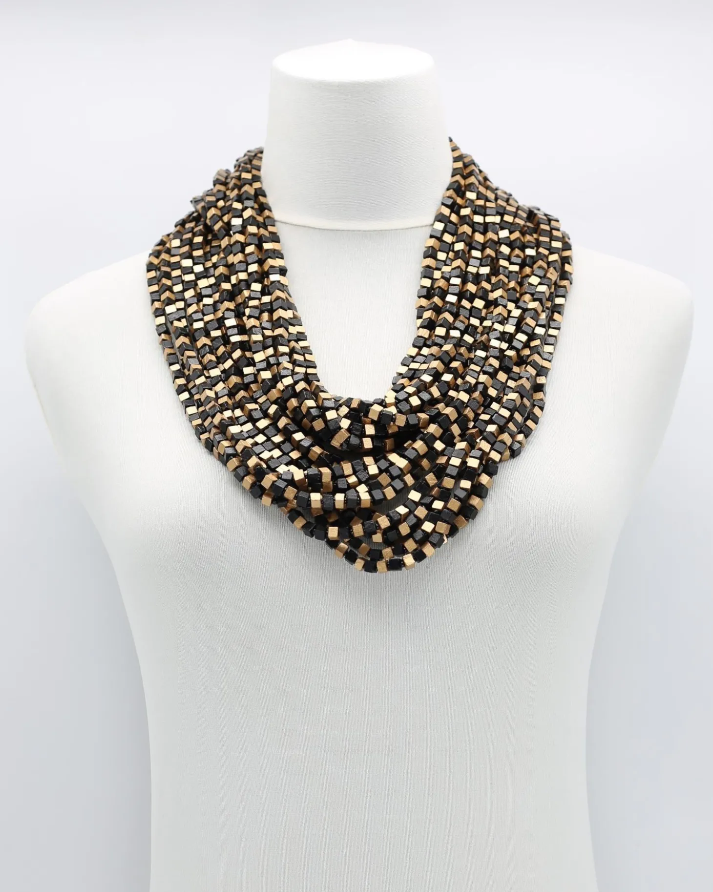 Next Pashmina Wooden Beads Necklace, Mosaic