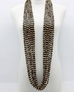 Next Pashmina Wooden Beads Necklace, Mosaic