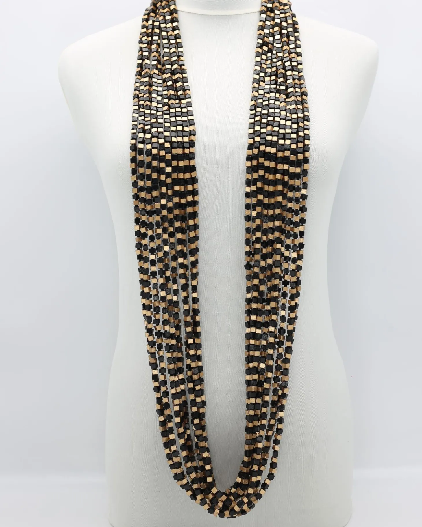 Next Pashmina Wooden Beads Necklace, Mosaic