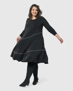 Nightingale Pullover Midi Dress, Black