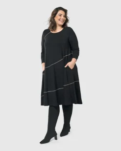 Nightingale Pullover Midi Dress, Black