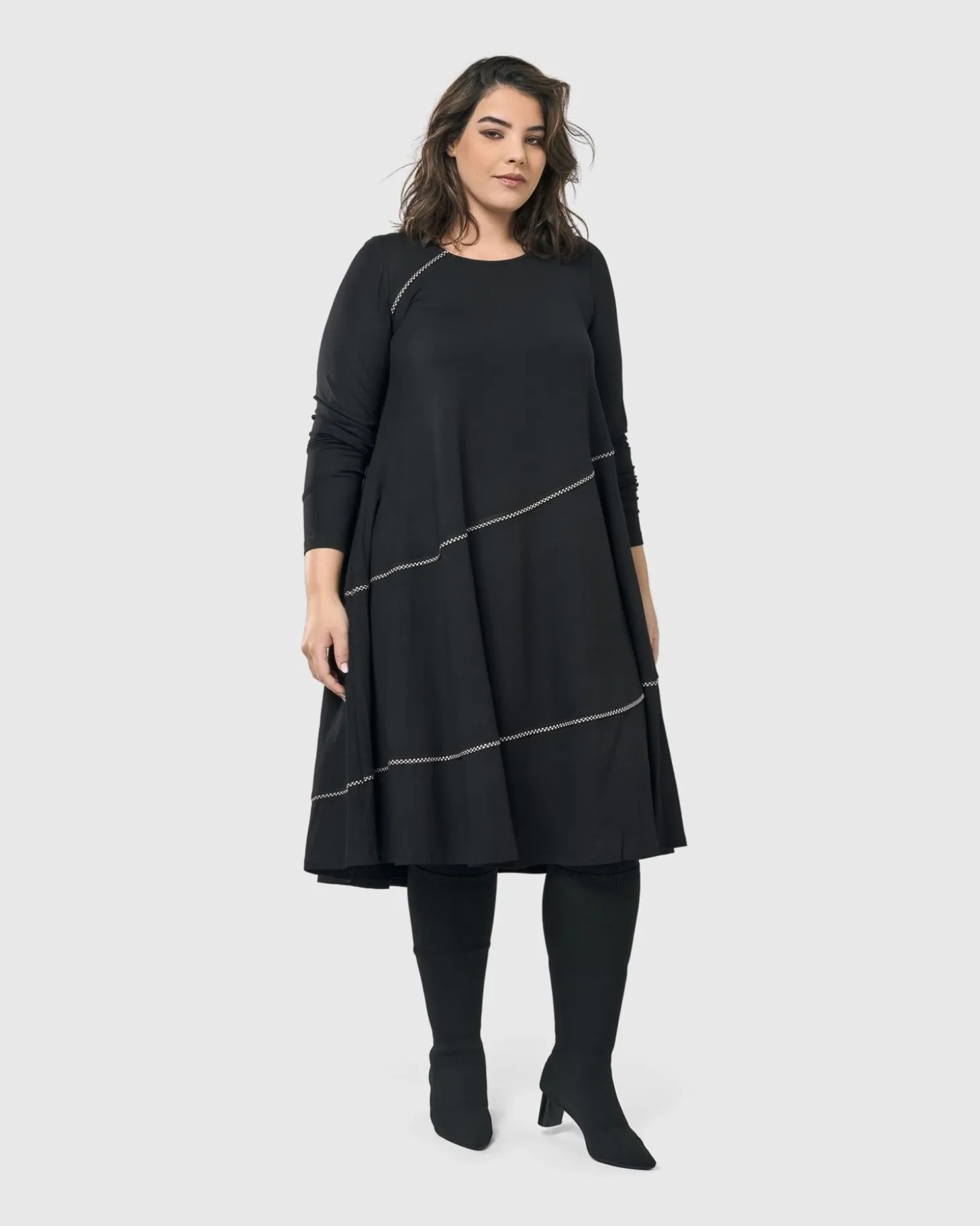Nightingale Pullover Midi Dress, Black