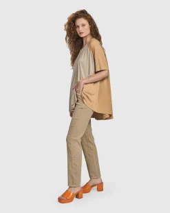 Oasis Colorblock Trapeze Top, Tan