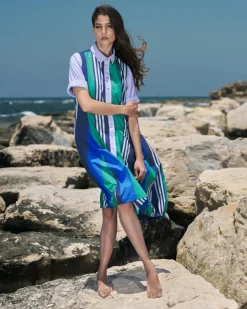 Ocean Stripe Wonderful Dress, Marine