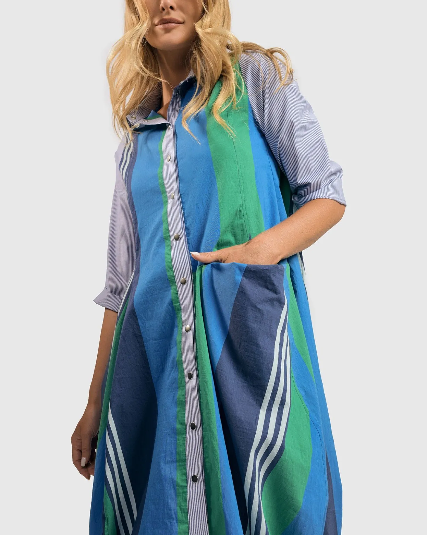 Ocean Stripe Wonderful Dress, Marine