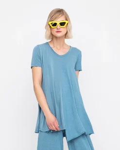 Ozai N Ku Asymmetrical Tunic Top, Azure