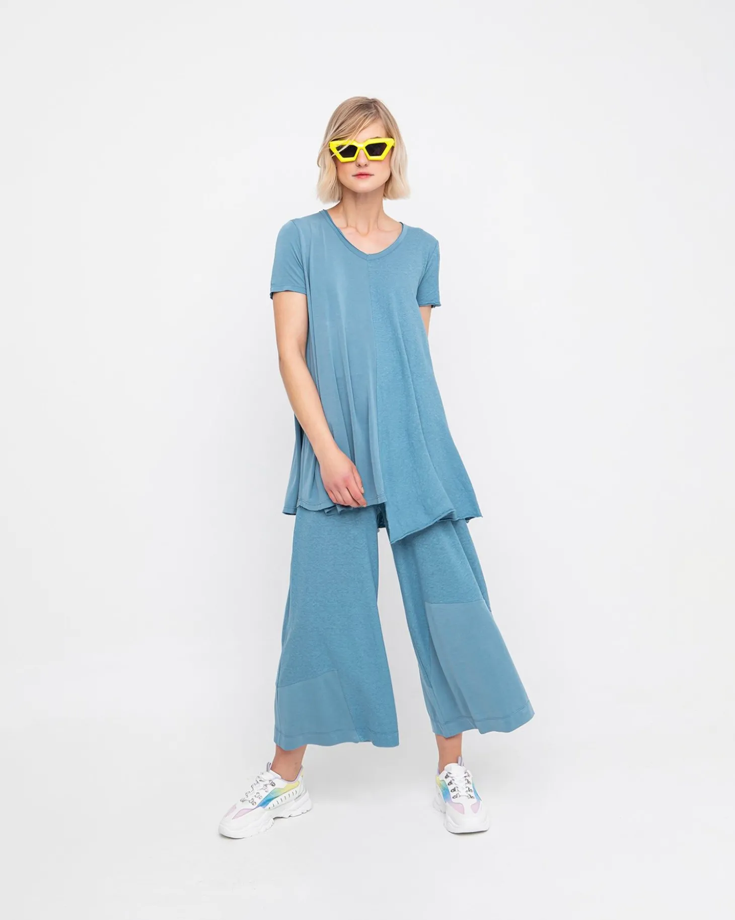 Ozai N Ku Asymmetrical Tunic Top, Azure