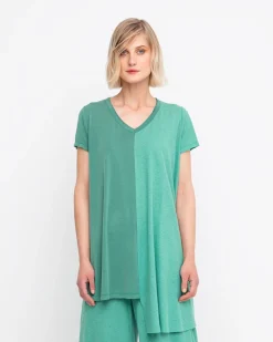 Ozai N Ku Asymmetrical Tunic Top, Green