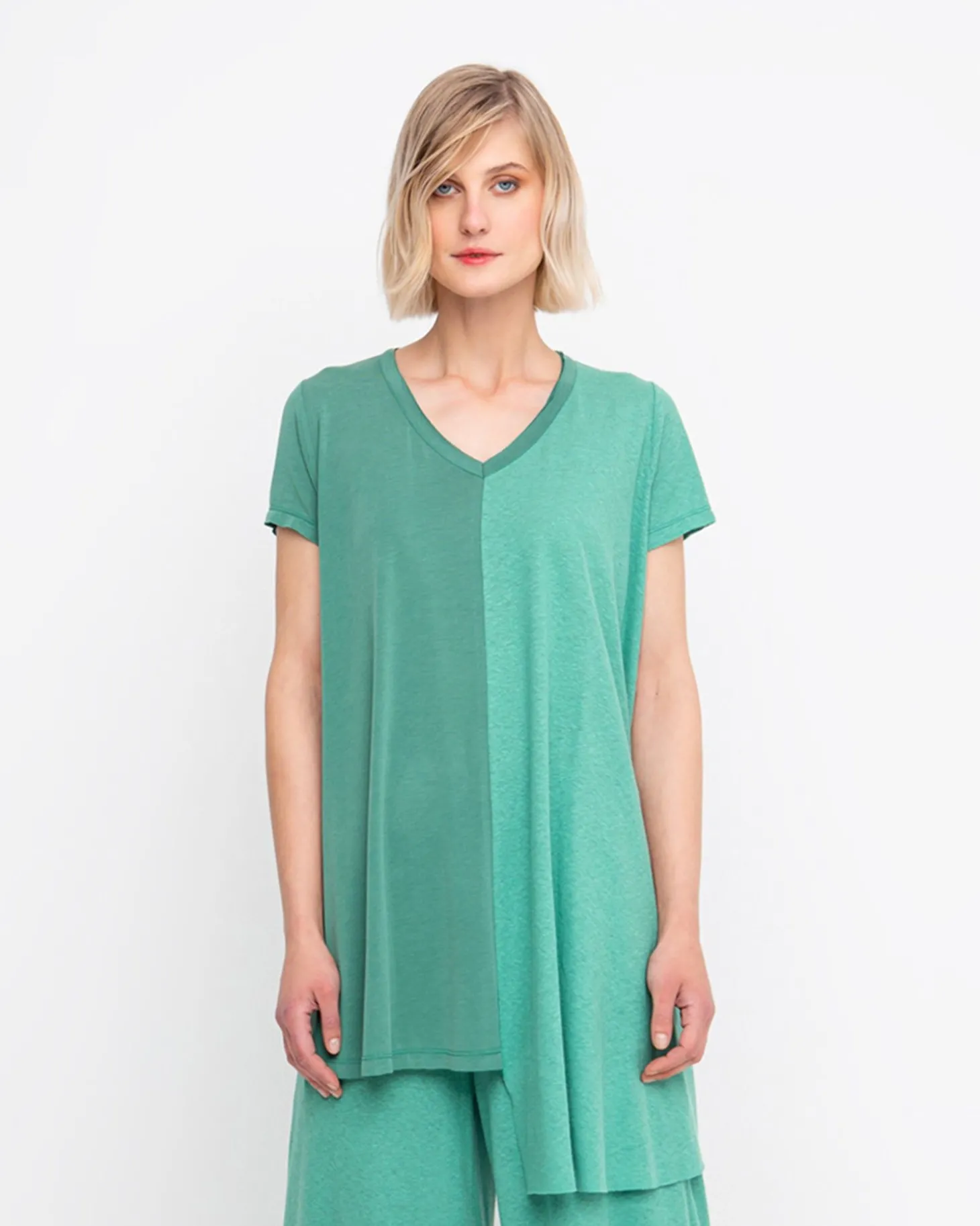 Ozai N Ku Asymmetrical Tunic Top, Green