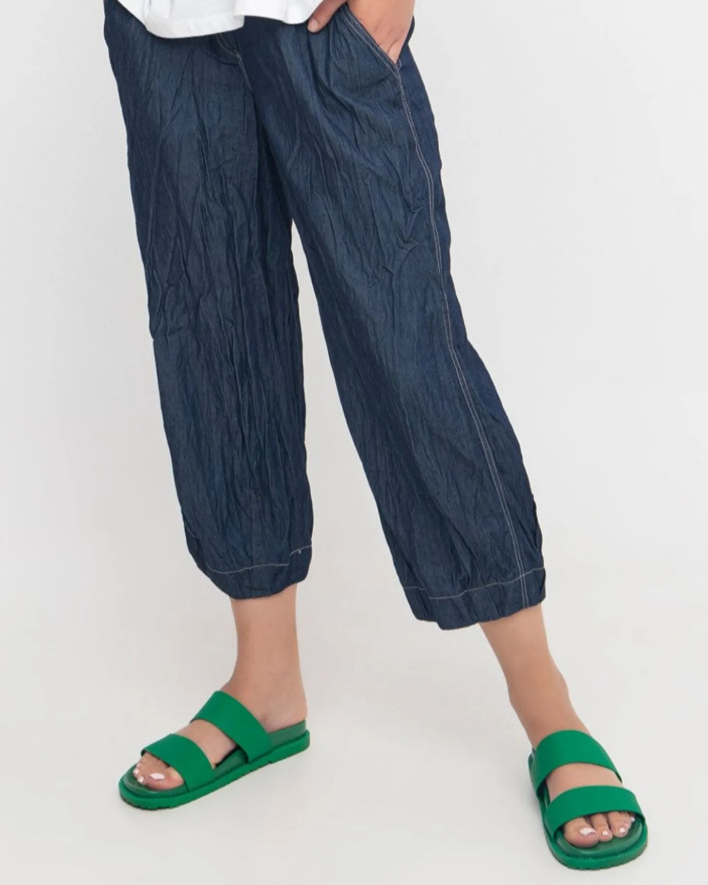Ozai N Ku Crinkle Crop Trousers, Denim